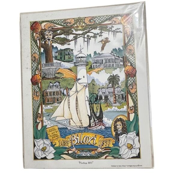 1999 Biloxi Heritage 300 Print by Marty Wilson 14” x 11” Sealed - Picture 1 of 4